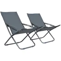 vidaXL Strandstoelen 2 st inklapbaar stof grijs