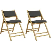 vidaXL Bistrostoelen, 2 stuks, inklapbaar, met kussen, bamboe