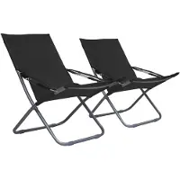 vidaXL Klapstoelen, 2 stuks, stof, zwart