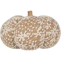 Clayre & Eef Decoratie Pompoen Ø 25x16 cm Wit Stof Wit