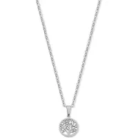 CO88 Collection 8CN-26445 Stalen Ketting met Hangertje - Levensboom - 15mm - 40+5cm - Ankerschakel - 1,5mm - Cadeau voor haar - Staal - Zilverkleurig