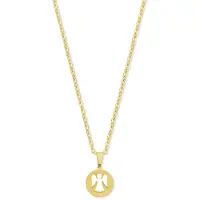 CO88 Collection 8CN-26434 Stalen Ketting met Hangertje - Engel - 15mm - 40+5cm - Ankerschakel - 1,5mm - Cadeau voor haar - Staal - Goudkleurig