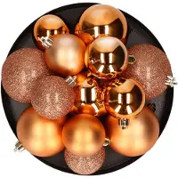 Cosy & Trendy Kerstversiering set kerstballen koper 6 - 8 cm - pakket van 36x stuks - Kerstbal