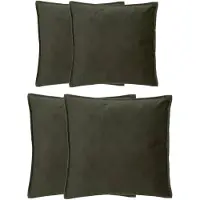 Atmosphera Bank/sierkussens Sophia - set 4x - Olijfgroen - polyester - met rits - In 2 formaten - Sierkussens
