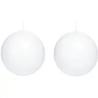 Trend Candles 2x Ronde kaarsen wit 7 cm 26 branduren sfeerkaarsen - bolkaarsen