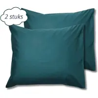 Droomtextiel Kussenslopen 60x70 cm Petrol Set Van 2 Stuks - Hotelkwaliteit - 100% Hoogwaardige Katoen