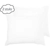 Droomtextiel Kussenslopen 60x70 cm Wit Set Van 2 Stuks - Hotelkwaliteit - 100% Hoogwaardige Katoen