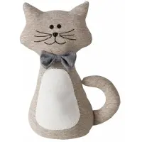 Boltze Deurstopper gewicht - dieren thema Katje - 1 kilo - beige - 31 x 11 cm - open ogen - Deurstoppers