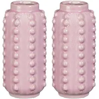 Mica Decorations Vaas - 2x - boaz - gebobbeld - roze - 18 x 8 cm - Vazen