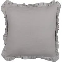 Beliani Decoratieve kussens, Sierkussen linnen grijs met ruches 45 x 45 cm Set van 2 GLABRA (45 x 45 cm)