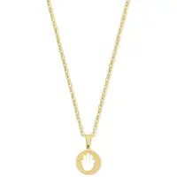 CO88 Collection 8CN-26430 Stalen Ketting met Hangertje - Handje - Fatima - 15mm - 40+5cm - Ankerschakel - 1,5mm - Cadeau voor haar - Staal - Goudkleurig