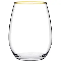 Pasabahce - Amber 350 ml frisdrank longdrinkglazen met gouden rand (6 stuks)