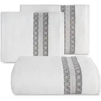 Eurofirany Malika Badhanddoek 50x90cm Katoen Frotte Wit met Borduur