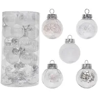 Tutumi Roze Kerstballen 30 stuks - Transparant met Kralen