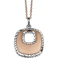 Orphelia Hanger + Ketting Rechthoekig Bicolor Satin Diamond Cut ZH-4810