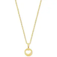 CO88 Collection 8CN-26444 Stalen Ketting met Hangertje - hartje - 15mm - 40+5cm - Ankerschakel - 1,5mm - Cadeau voor haar - Staal - Zilverkleurig
