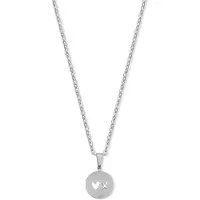 CO88 Collection 8CN-26451 Stalen Ketting met Hangertje - Hartje Kruisje - 15mm - 40+5cm - Ankerschakel - 1,5mm - Cadeau voor haar - Staal - Zilverkleurig