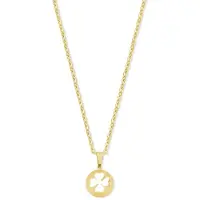 CO88 Collection 8CN-26442 Stalen Ketting met Hangertje - Klaver - 15mm - 40+5cm - Ankerschakel - 1,5mm - Cadeau voor haar - Staal - Goudkleurig