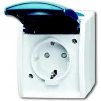 ABB 2CKA002083A0842 Geaard stopcontact Met deksel, Aanraakbeveiliging IP44 Grijs-wit (RAL 7035), Blauw-groen