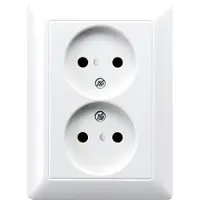 JUNG AS500 wandcontactdoos dubbel inbouw Glanzend wit