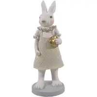 Clayre & Eef Beeld Konijn 9x8x20 cm Wit Polyresin Woonaccessoires Wit Woonaccessoires