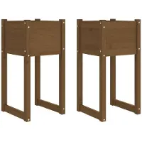 vidaXL Plantenbakken 2 st 40x40x81 cm massief grenenhout honingbruin