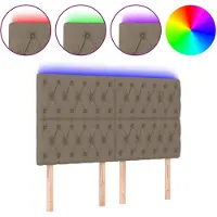 vidaXL Hoofdbord LED 160x7x118/128 cm stof taupe
