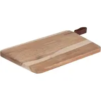 Sans marque Houten snijplank/serveerplank met leren hengsel 30 cm - Snijplanken/serveerplanken/broodplanken van hout
