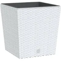 vidaXL Plantenbak met uitneembare bak rattan-look 21/32 L PP wit