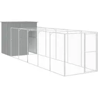 vidaXL Hondenhok met ren 165x659x181 cm gegalvaniseerd staal grijs