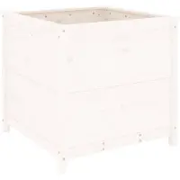 vidaXL Plantenbak 82,5x82,5x78 cm massief grenenhout wit