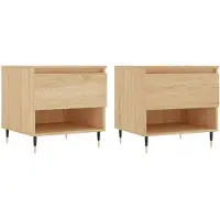 vidaXL Salontafels 2 st 50x46x50 cm bewerkt hout sonoma eikenkleurig