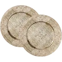 Merkloos Inge Christmas kerstdiner onderborden - 6x -D33 cm -goud brokant - Onderborden