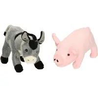 Merkloos Pluche knuffel boerderijdieren set Ezel en Varken van 21 cm - Knuffel boederijdieren