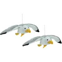 Merkloos Set van 2x stuks pluche knuffel dieren Zeemeeuw vogel van 31 cm - Vogel knuffels