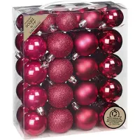 Merkloos Inge Christmas kerstballen - 44x st- bessen roze - kunststof - mix - Kerstbal