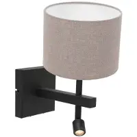 Steinhauer Wandlamp stang met LED spot met taupe linnen kap