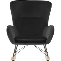 Beliani ELLAN - Schommelfauteuil-Zwart-Fluweel