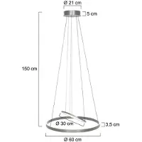 Steinhauer Hanglamp Ringlux 3514ST Staal 60cm Hoogteverstelbaar - Moderne Verlichting voor Binnen