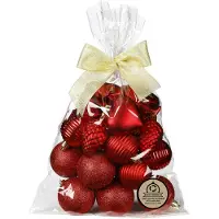 Merkloos Inge Christmas kerstballen en hangers -30x -kunststof -rood - Kerstbal