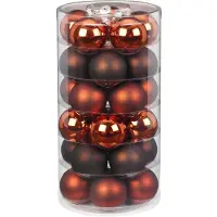 Merkloos 60x stuks glazen kerstballen kastanje bruin 6 cm glans en mat - Kerstbal