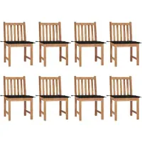 vidaXL Tuinstoelen 8 st met kussens massief teakhout