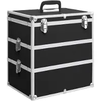 vidaXL Make-up koffer 37x24x40 cm aluminium zwart