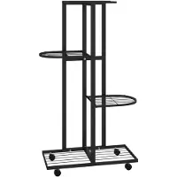 vidaXL Bloemenstandaard met wielen 4-laags 44x23x80 cm ijzer zwart