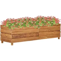 vidaXL Verhoogde plantenbak, 150x40x38 cm, teakhout en staal