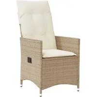 vidaXL Tuinstoel met kussen, verstelbaar, beige, polyrotan