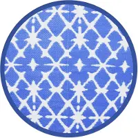 vidaXL Buitenkleed ARAKIL Ø160 cm polypropeen blauw en wit