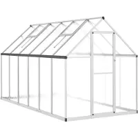 vidaXL Tuinkas met basisframe 334x169x195 cm aluminium zilverkleurig