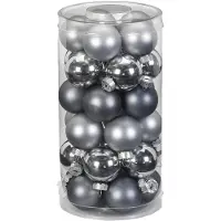 Merkloos Inge Christmas Kerstballen - 30x st - grijs - D4 cm - glas - Kerstbal