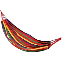 Merkloos Gestreepte hangmat geel/rood 200 x 100 cm met opbergtas - Hangmatten